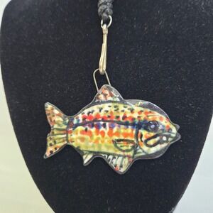 Handcrafted Colorful Fish Necklace, Marked A.L. Farmer